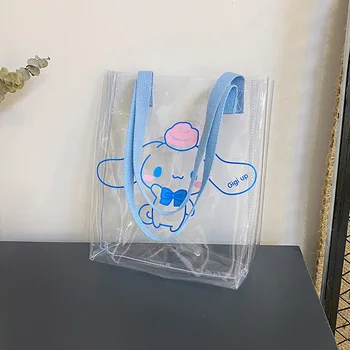 Sanrio Kawaii Аниме Cinnamoroll Желейная сумка Женская Милая Мультяшная Летняя Прозрачная коробка на одно плечо для студентов, милые игрушки для девочек