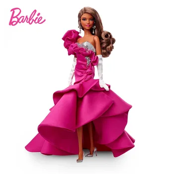 Оригинальная Барби 2022 года, Фирменная коллекция Barbie Pink Gxl13 # 2, Кукла В атласном платье с оборками, Игрушки для девочек, Рождественский подарок