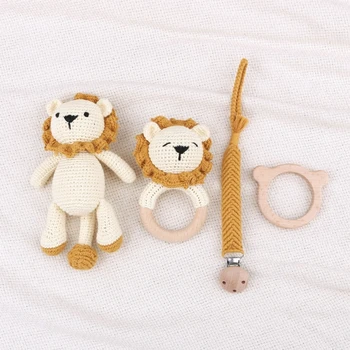 Нейтральный Зажим для пустышки Держатель для пустышки Детские Кольца-прорезыватели крючком-Lion Baby