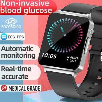 2023New Смарт-Часы ECG + PPG Уровень глюкозы в крови Температура тела Истинный Уровень Кислорода в крови Smartwatch 1,72 дюймовый Экран Часы для Здоровья с сердечным ритмом