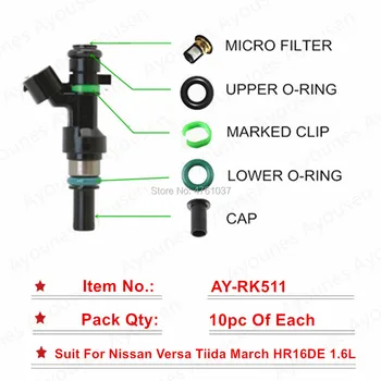 10 комплектов для Nissan Tiida Комплекты для ремонта топливных форсунок Sevince Для OEM 16600-ED000/FBY1160 Бесплатная доставка Для AY-RK511