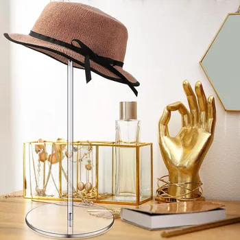 Новая высококачественная прозрачная акриловая подставка для шляп и держатель для парика, декоративная подставка для шляп с подставкой и круглым основанием, декор для дома