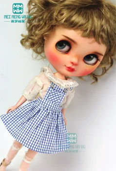 Модная синяя юбка в клетку с ремешком, рубашка для 28-30 см Blyth Azone 1/6 Аксессуары для кукол