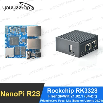 Youyeetoo Новый NanoPi R2S Rockchip RK3328 с Металлическим Корпусом с ЧПУ Мини плата разработки Двойной Гигабитный Порт 1 ГБ SBC Система