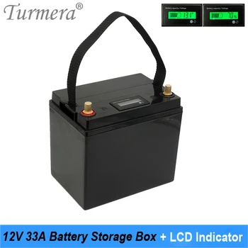 Turmera 12V 33A Коробка для Хранения Батареек Ручной ЖК-дисплей для 18650 21700 32700 Lifepo4 Литиевая батарея Замена Свинцово-Кислотного Использования