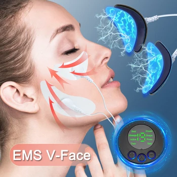 EMS Массажер для лица, Стимулятор мышц лица, Импульсный лифтинг лица, Электрический V-Образный Лифтинг, Средство для удаления морщин вокруг глаз, подтягивающий кожу