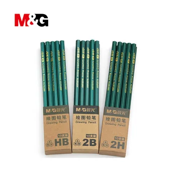 Стандартные карандаши M & G 10 шт Черный твердый 2B HB 2H Треугольный рычажный карандаш для письма канцелярские принадлежности nature деревянный карандаш для художественной живописи