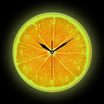 Долька апельсина, Лимон Лайм, Настенные часы со светодиодной подсветкой для кухни, Цитрусовые, Домашний декор, Настенные часы с 3D принтом, дисплей с подсветкой