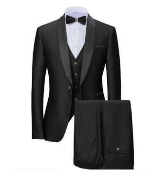 Черный смокинг, мужской смокинг жениха, Брендовый Блейзер, повседневный приталенный костюм, куртка, мужское пальто, плюс размер костюма S-5XL, костюм на заказ