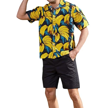 Мужская повседневная гавайская рубашка Luau Beach Aloha с коротким рукавом в тропическом цветочном стиле