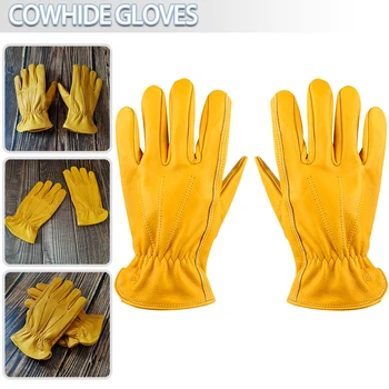 Мужские рабочие перчатки из армированной воловьей кожи, Защитные перчатки для сварки, износостойкие перчатки для садовых работ, Строительства
