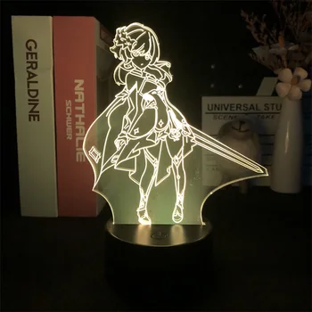 Игра Genshin Impact Lumine 3D Ночник для декора комнаты, Милый Красочный подарок на День Рождения, светодиодная лампа, Манга, прекрасный подарок для малыша